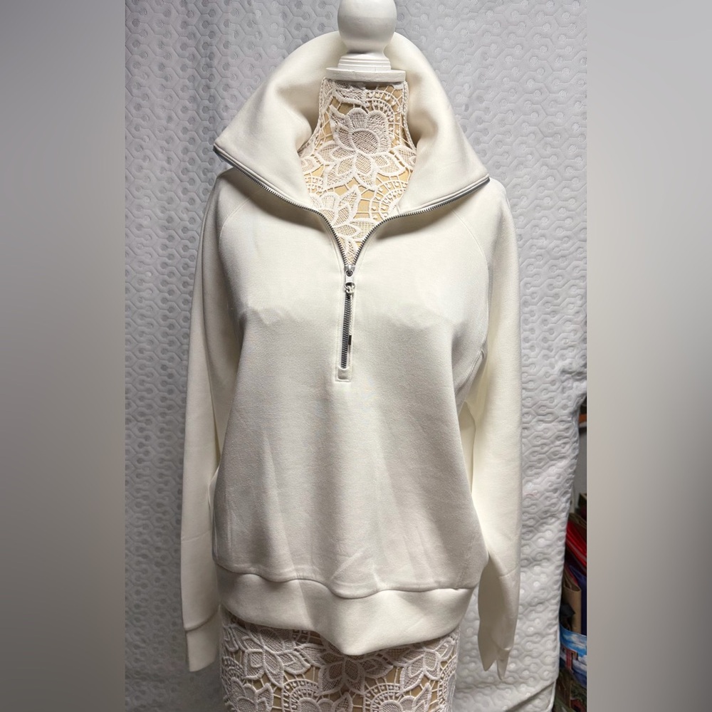 SPANX Women's Cream Half-Zip Turtleneck Sweater size XL